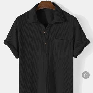 Black Men's Corduroy Polo Shirt